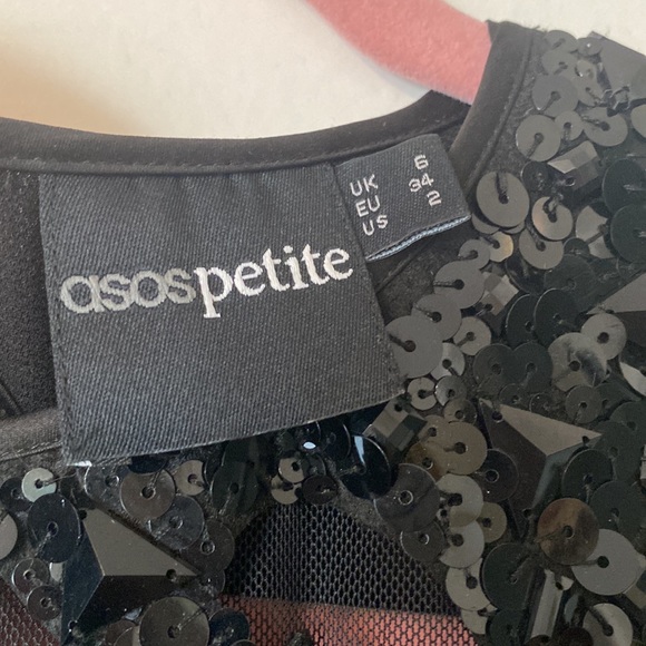 ASOS PETITE Exclusive Dress With Embellished Neck And Hi Lo Hem black - Picture 6 of 8